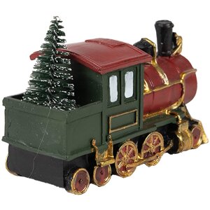 Clayre & Eef 6PR4335 Decoration locomotive 11x5x7 cm green red gold