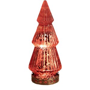 Clayre & Eef 6GL4569R Christmas Tree with LED Red Ø 7x16 cm