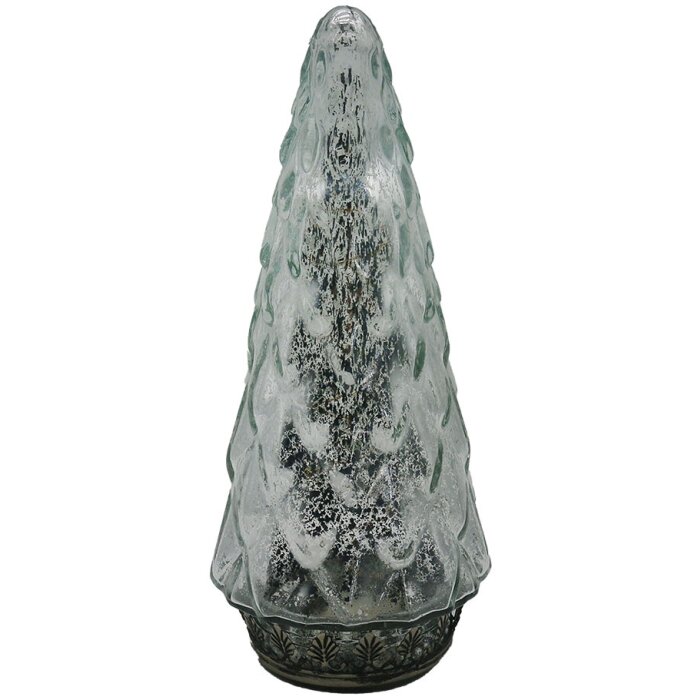 Clayre & Eef Christmas tree LED Ø 11x24 cm glass silver