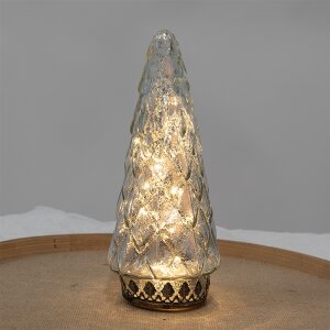 Clayre & Eef Christmas tree LED Ø 11x24 cm glass silver