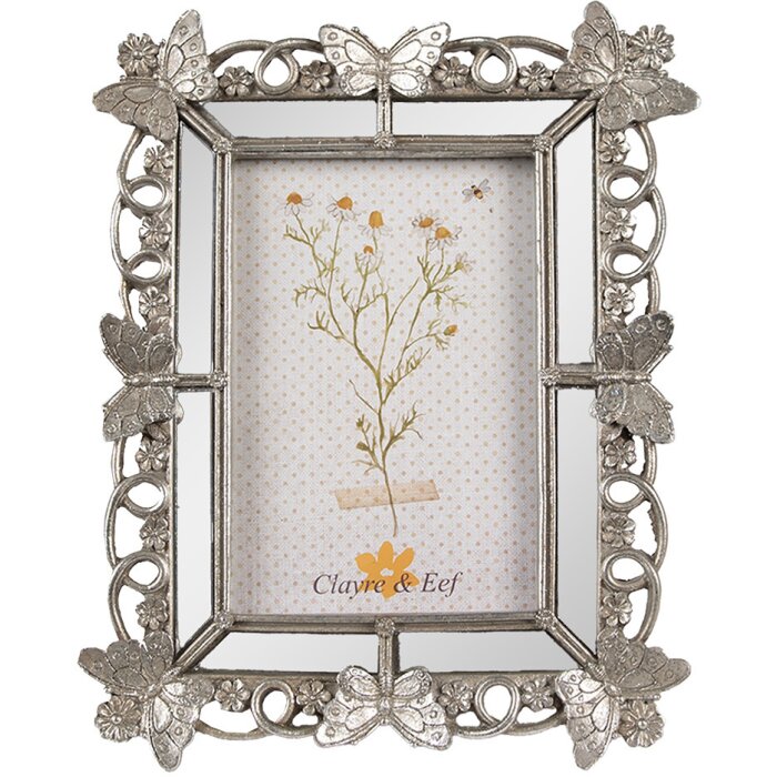 Clayre & Eef 2F1123 Photo Frame 21x2x26 cm Silver Butterfly Design