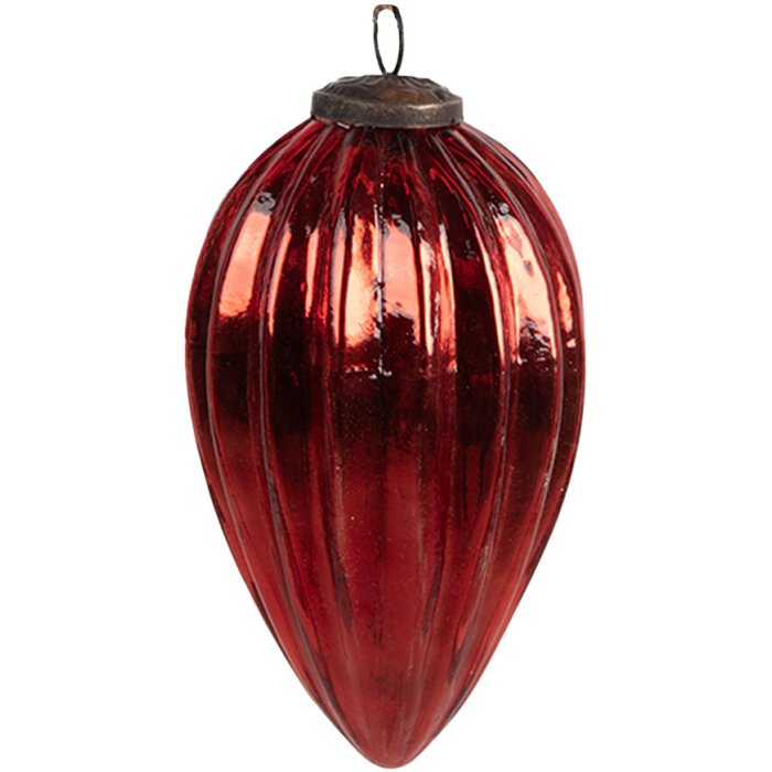 Clayre & Eef 6GL4547L Christmas tree bauble red Ø 9x16 cm