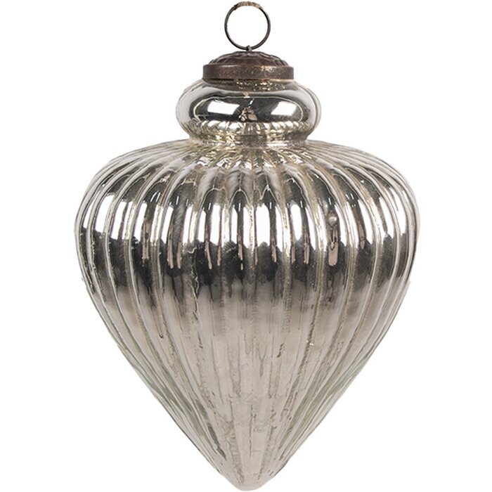 Clayre & Eef 6GL4539L Christmas tree bauble silver Ø 16x20 cm