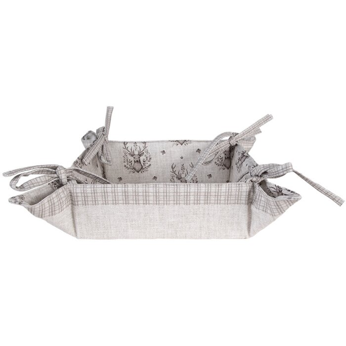 Clayre & Eef GTW47 Bread Basket 35x35x8 cm Beige Reindeer Design