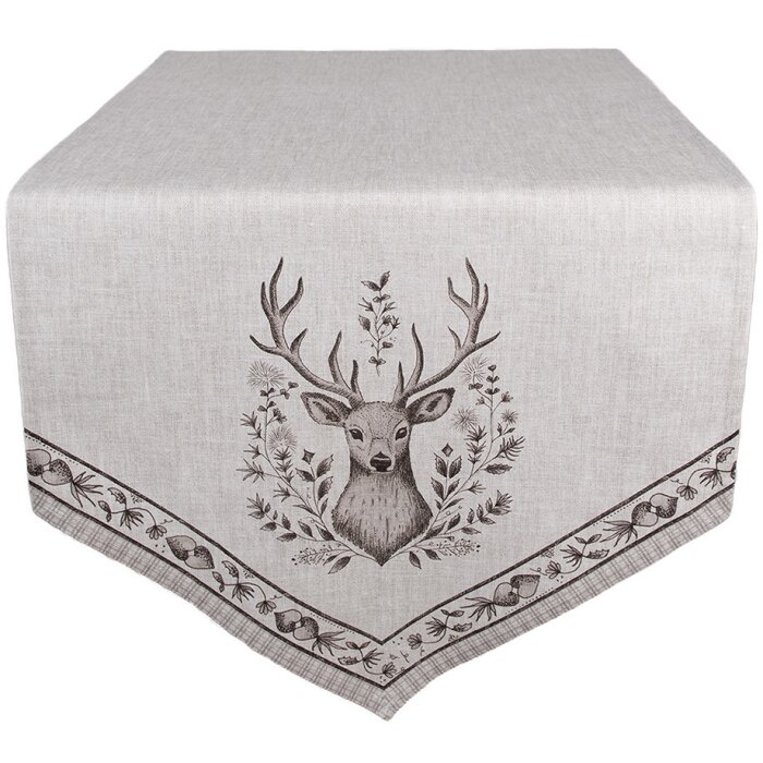 Clayre & Eef GTW65 Table runner deer pattern 50x160 cm Beige