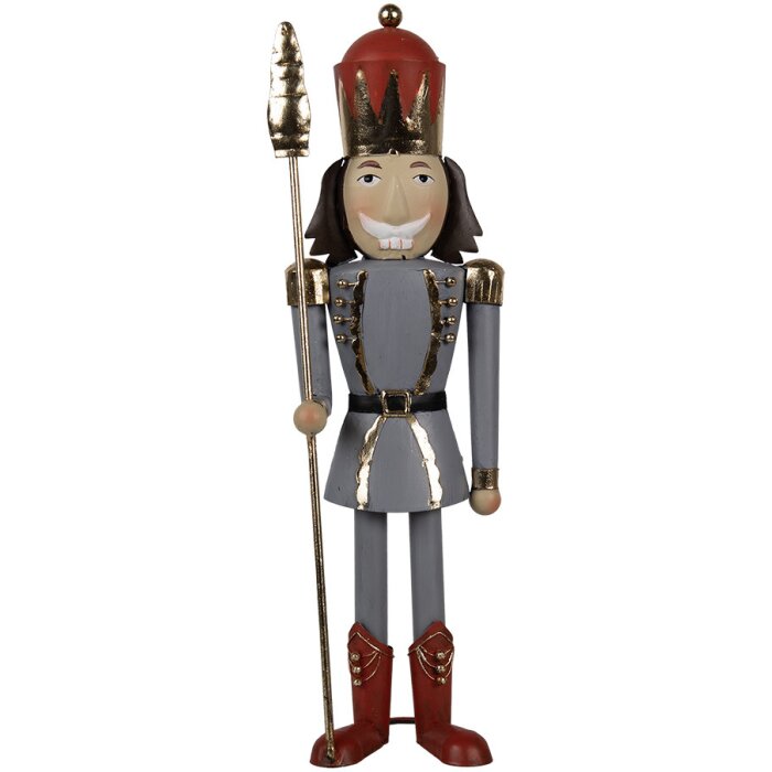 Clayre & Eef 6Y5608 Decoration Nutcracker Red Grey 12x9x36 cm