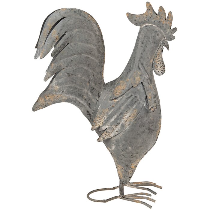 Clayre & Eef 6Y5611 Decoration Rooster Metal Grey 30x14x40 cm