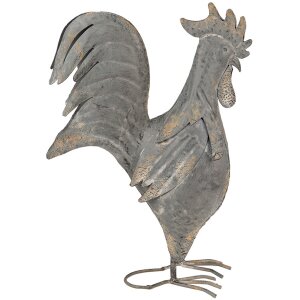 Clayre & Eef 6Y5611 Decoration Rooster Metal Grey...