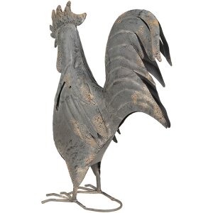 Clayre & Eef 6Y5611 Decoration Rooster Metal Grey 30x14x40 cm