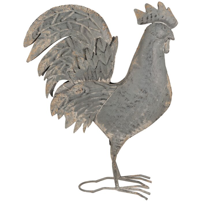 Clayre & Eef 6Y5612 Decoration Rooster Grey 34x14x42 cm