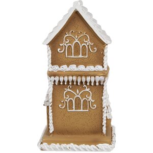 Clayre & Eef 6PR4193 Decoration House with LED Brown White 8x8x15 cm