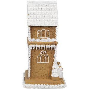 Clayre & Eef 6PR4193 Decoration House with LED Brown White 8x8x15 cm