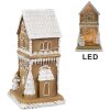 Clayre & Eef 6PR4193 Decoration House with LED Brown White 8x8x15 cm