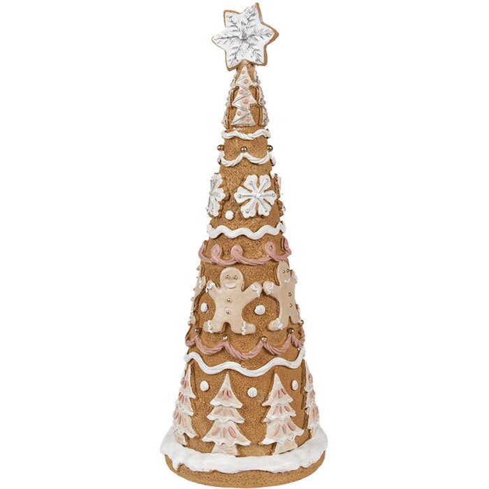 Clayre & Eef 6PR4362 Decoration Christmas Tree Ø 14x37 cm Brown White