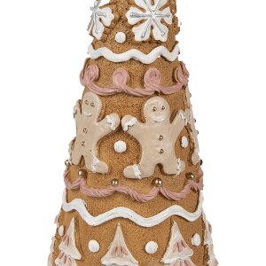 Clayre & Eef 6PR4362 Decoration Christmas Tree Ø 14x37 cm Brown White