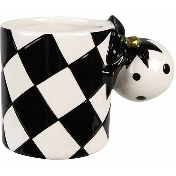 Clayre & Eef 6CEMU0161Z Mug Black & White Harlequin 13x8x9 cm 350 ml