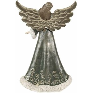 Clayre & Eef 6PR3959GG Angel Figurine 16x9x25 cm Grey/Green