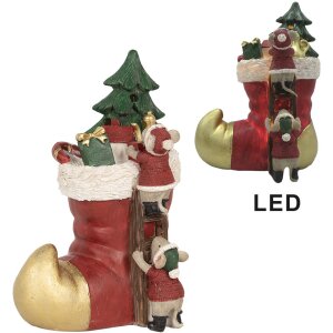 Clayre & Eef 6PR4176 Mice in Boots LED Decoration 14x10x19 cm