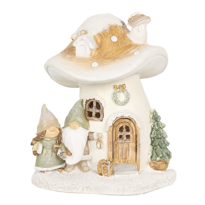 Clayre & Eef 6PR4186 Decoration Mushroom with Dwarfs LED 13x12x15 cm