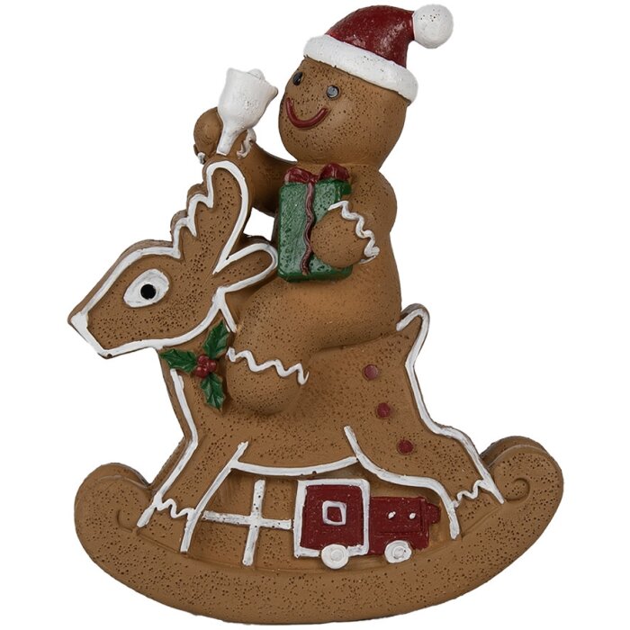 Clayre & Eef 6PR4195 Decoration gingerbread man deer rocking figure 11x5x12 cm