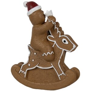 Clayre & Eef 6PR4195 Decoration gingerbread man deer rocking figure 11x5x12 cm