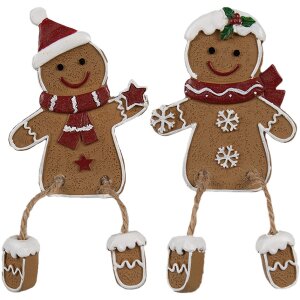 Clayre & Eef 6PR4196 Gingerbread Man Decoration Set 2...