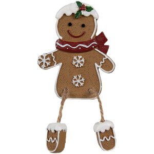 Clayre & Eef 6PR4196 Gingerbread Man Decoration Set 2 pcs 7x2x9 cm