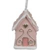 Clayre & Eef 6PR4211 Christmas tag Pink house 4x4x6 cm