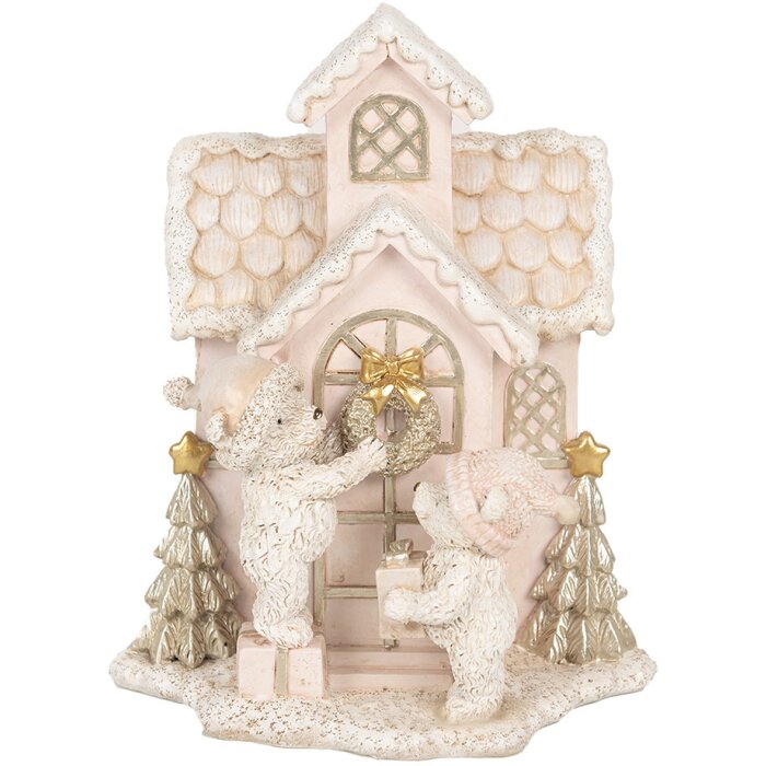 Clayre & Eef 6PR4229 Decoration House with Bears LED 15x10x18 cm