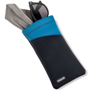 Carson neoprene glasses bag with microfibre cloth grey blue