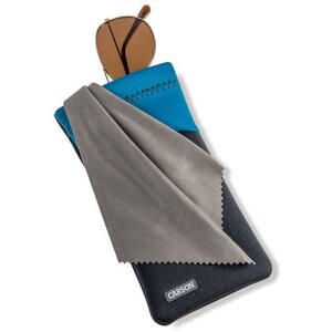 Carson neoprene glasses bag with microfibre cloth grey blue