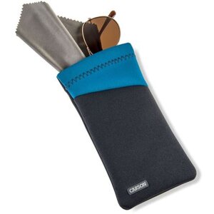 Carson neoprene glasses bag with microfibre cloth grey blue