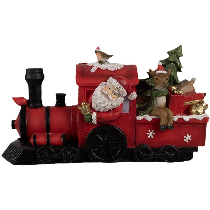 Clayre & Eef 6PR4178 Decoration Locomotive Father Christmas LED 19x7x10 cm