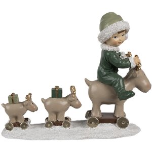 Clayre & Eef 6PR4188 Decoration Child on deer 17x8x14 cm