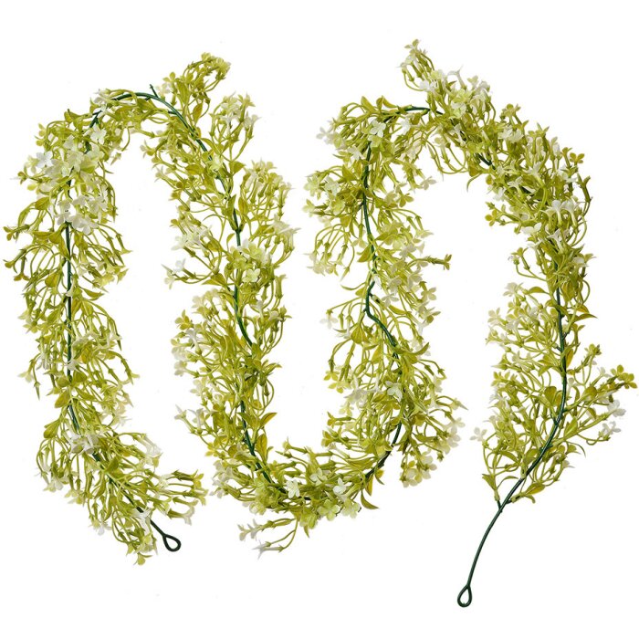 Clayre & Eef 6PL0299 Artificial Flower Garland White Green 10x6x180 cm