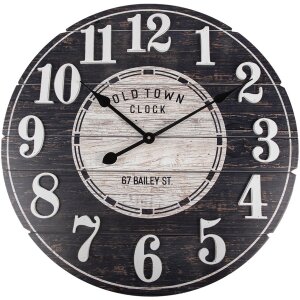 Clayre & Eef 5KL0240 Wall Clock Black White Wood...