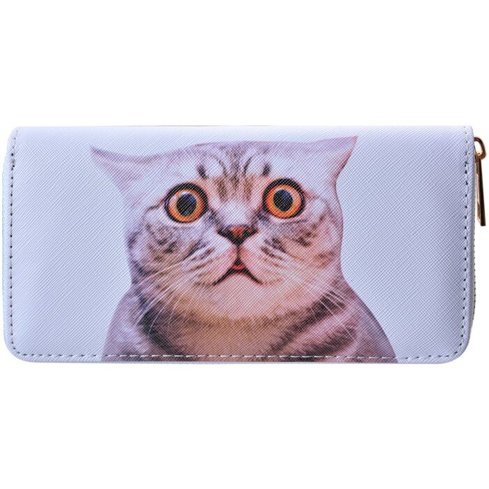 Juleeze JZWA0223 wallet white grey 19x10 cm polyurethane cat motif