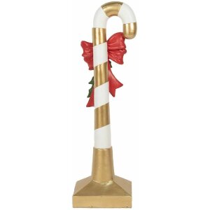 Clayre & Eef 5PR0141 Decoration Candy Cane Gold White 25x18x83 cm Polyresin