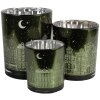 Clayre & Eef 6GL4655 Tealight holder set 3 pieces green Ø 7/8 9/10 10/12 cm