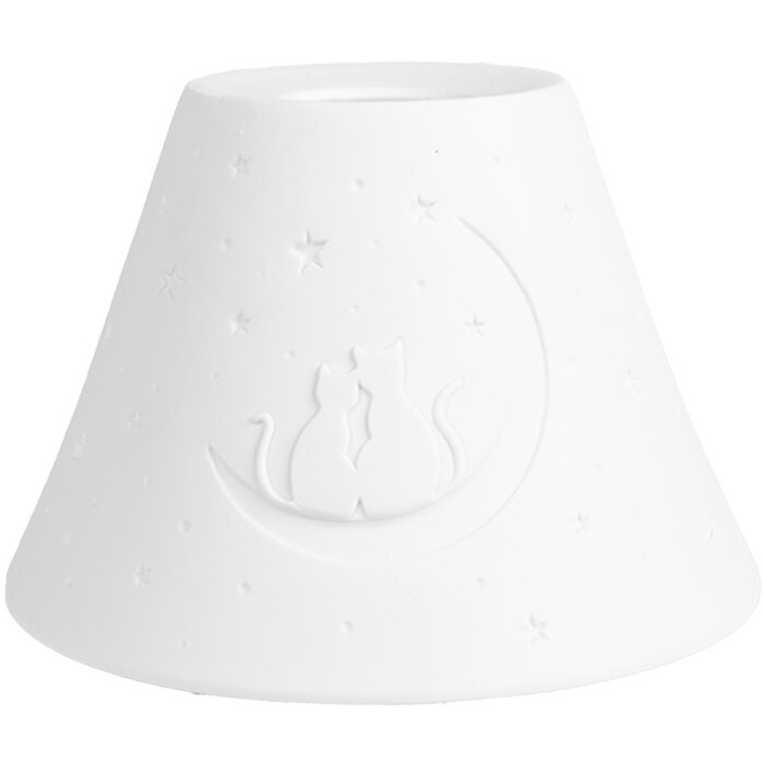 Clayre & Eef 6LAK0544 Lampshade White Ø 15x10 cm porcelain cat motif