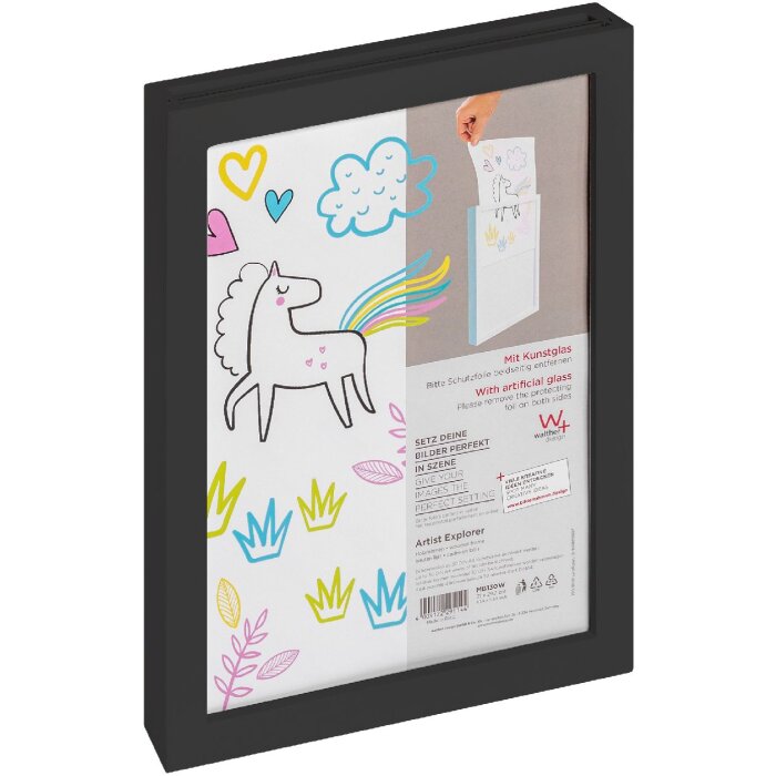 Walther Artist Explorer Wooden Frame 21x29.7 cm Black with Art Glass MDF