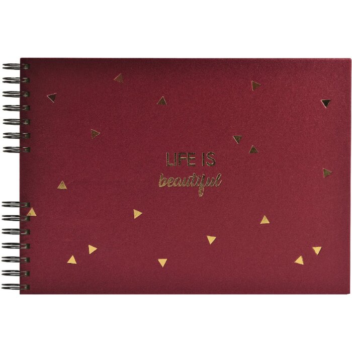 Exacompta spiral album LIFE red 32x22cm 50 pages black 250g/m² gold embossing