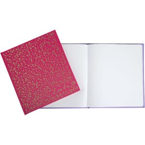 Exacompta 386E Guestbook 140 pages 21x19cm Raspberry coloured Plum Gold trim