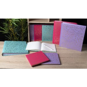 Exacompta 386E Guestbook 140 pages 21x19cm Raspberry coloured Plum Gold trim