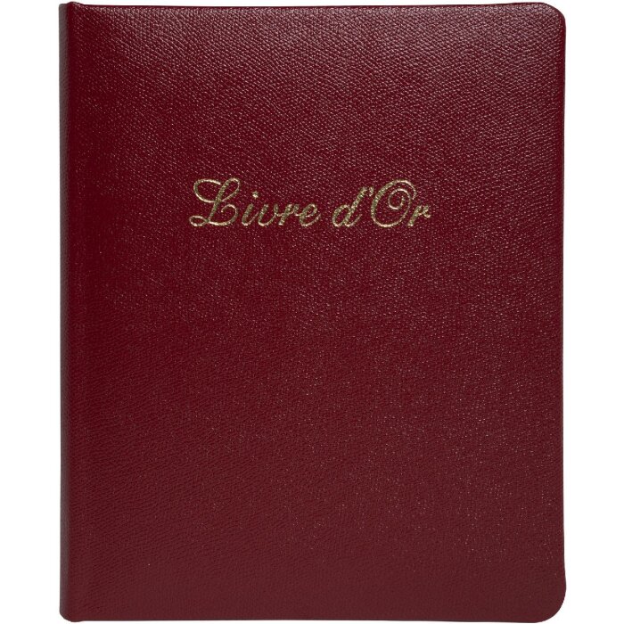 Exacompta guestbook Alpillez 4715E 26x22 cm portrait format red genuine leather gold trim