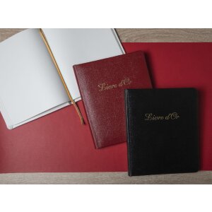 Exacompta guestbook Alpillez 4715E 26x22 cm portrait format red genuine leather gold trim