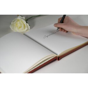 Exacompta guestbook Alpillez 4715E 26x22 cm portrait format red genuine leather gold trim