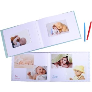 Exacompta photo book baby 30 pages white 28,5x22 cm green pastel landscape format