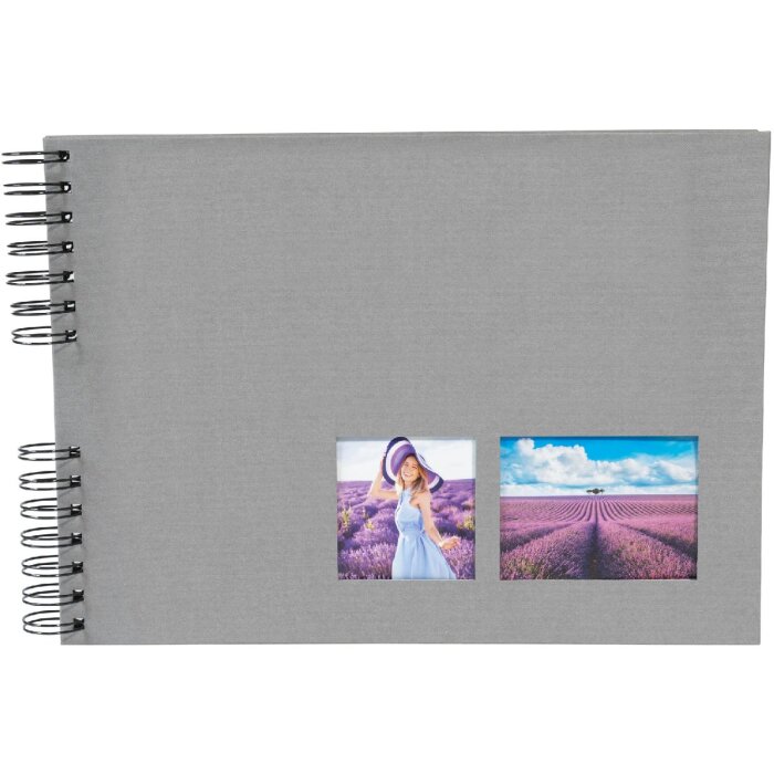 Exacompta spiral photo album MILANO 32x22 cm 50 black pages grey