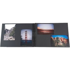 Exacompta spiral photo album MILANO 32x22 cm 50 black pages grey